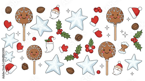 Delicious Christmas Themed Gingerbread Cake Pops and Festive Decorations.