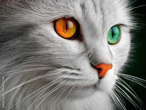 White cat close up