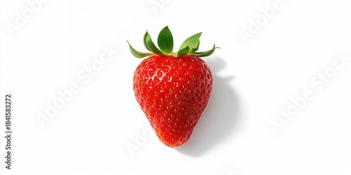 Fresh strawberry shown up close against a white backdrop, suitable for layout or editorial design