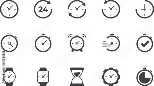 Ultimate large line icon set for time management, calendar scheduling, healthcare, web communication, clock, planning, and contact support interface elements