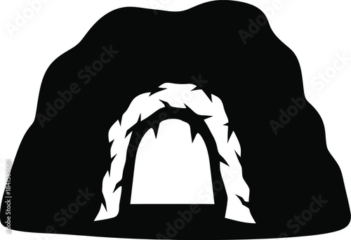 Cave Entrance Dark Rock Formation Silhouette Vector