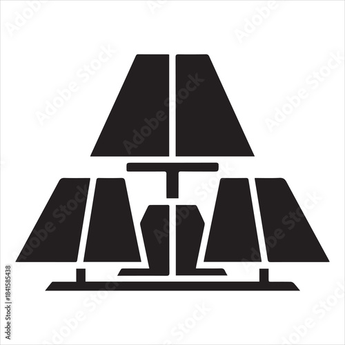 Solar Panels Eco Light Bulb Thin Line Vector