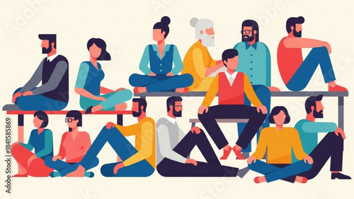 Diverse group of people socializing