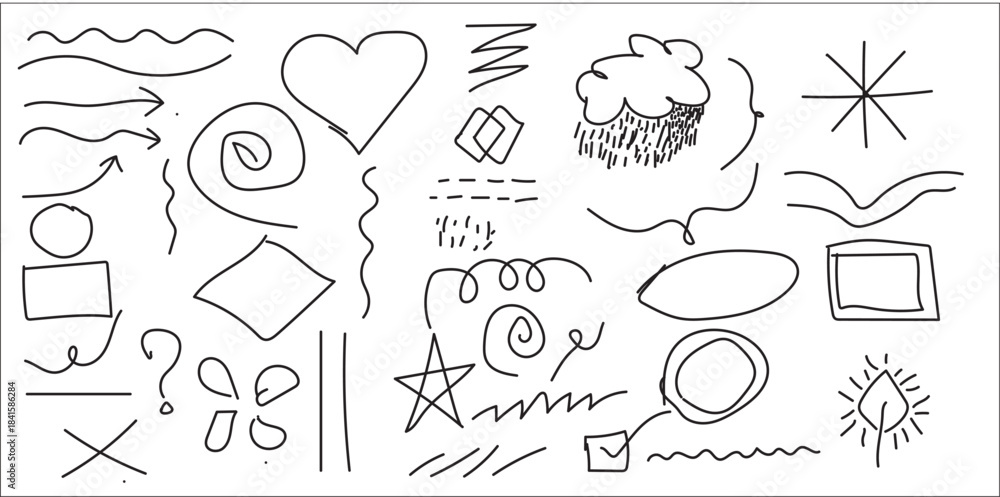 Fototapeta premium hand drawn arrows and icon on white background