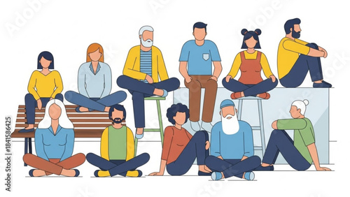 Diverse group relaxing in park