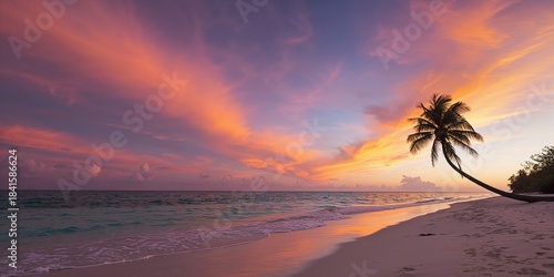 Fototapeta Naklejka Na Ścianę i Meble -  Idyllic sunrise over a beach, natural light and tranquility, Earth Day