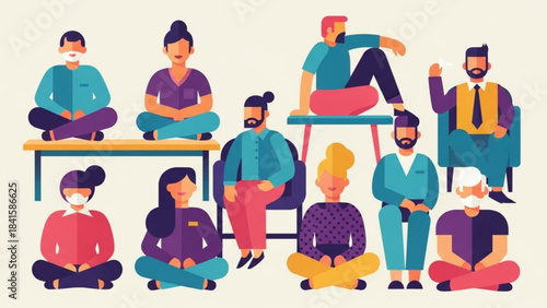 Diverse group engaging in various activities