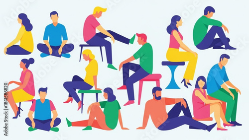 Various people in relaxed poses