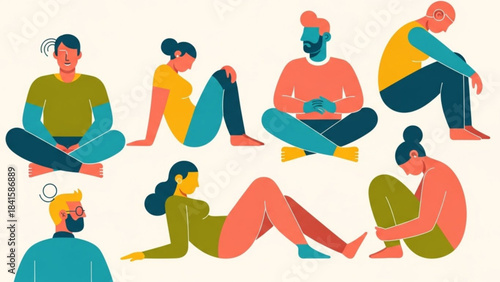 Various people in relaxed poses