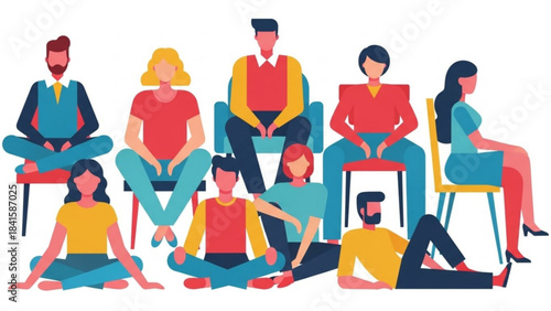 Group of people in various poses