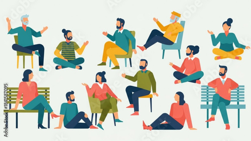 Group of people engaging in various relaxation activities