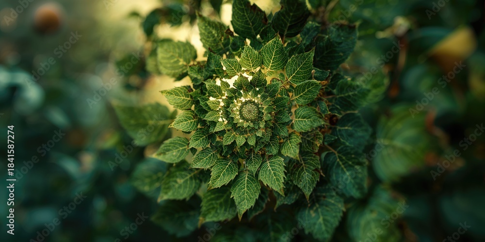 Fototapeta premium Detailed view of green leaves with abstract pattern, used for nature-themed UI backdrop, Earth Day