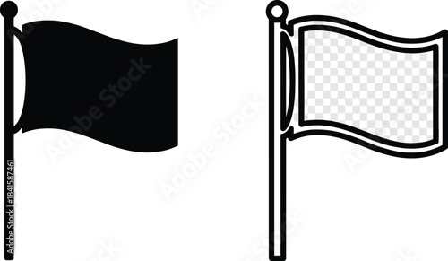 Black and Outline Flag Icons for UI, Navigation, Marking, Location, Signal, Placeholder, Symbol, Alert, Banner, Minimalist Design