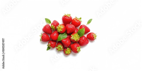 Fresh strawberries arranged on a white background for culinary use, natural fruit textures