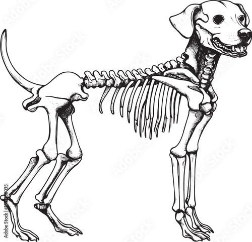 Dog skeleton veterinary vector illustration
