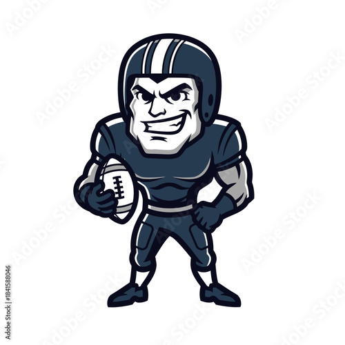 American Football Player Mascot with Ball Ready to Play.