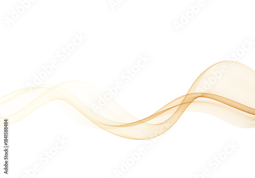 Golden flowing wave line on white background