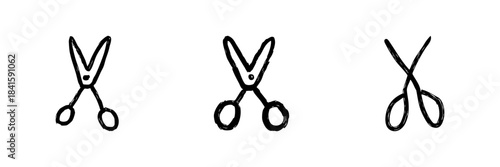 Scissors Line Icon Set In Doodle Style. Cutting Tools, Crafting, And Sewing Outline Sketch Collection. Hand Drawn Isolated Vector Illustration