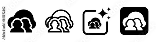 User cloud icon with database and employee data in black transparent vector illustration