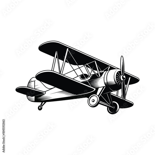 Vintage biplane aircraft illustration
