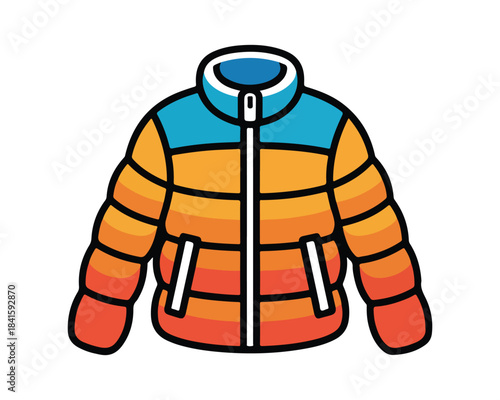Colorful puffer jacket illustration