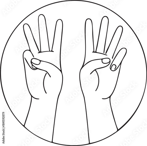 Six-finger gesture abstract continuous line minimalist illustration