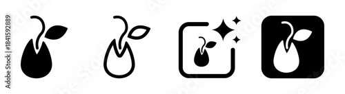 Cotyledon icon with seed and leaf representing plant growth in black transparent vector illustration