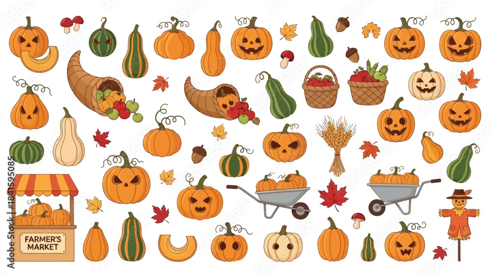 Fototapeta premium Autumn Harvest Festival with Pumpkins and Gourds.