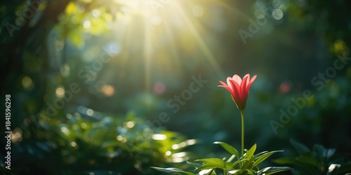 A flower thriving amidst cultivated plants in a botanical garden, highlighting biodiversity