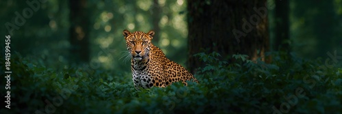 Wallpaper Mural Leopard hidden among dense forest foliage, wildlife camouflage and natural habitat, Earth Day Torontodigital.ca