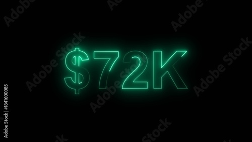 фотографія Neon line bright 72k followers isolated turquoise color 4k illustration on black background