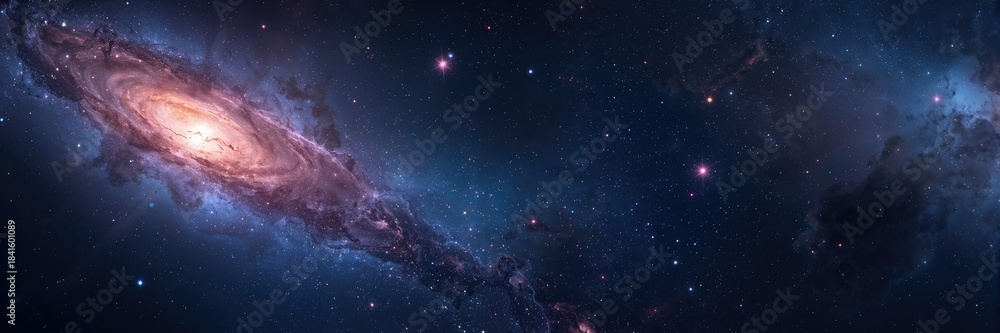 Fototapeta premium Digital grid pattern on a cosmic space background used as a visual element in graphic design layouts