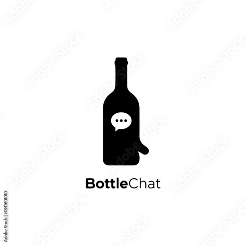Bottlechat logo design featuring a silhouette of a bottle with a chat bubble icon isolated on transparent background