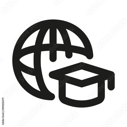 International Education Icon. Modern Professional Minimal Line Vector Symbol for Learning and Global Knowledge