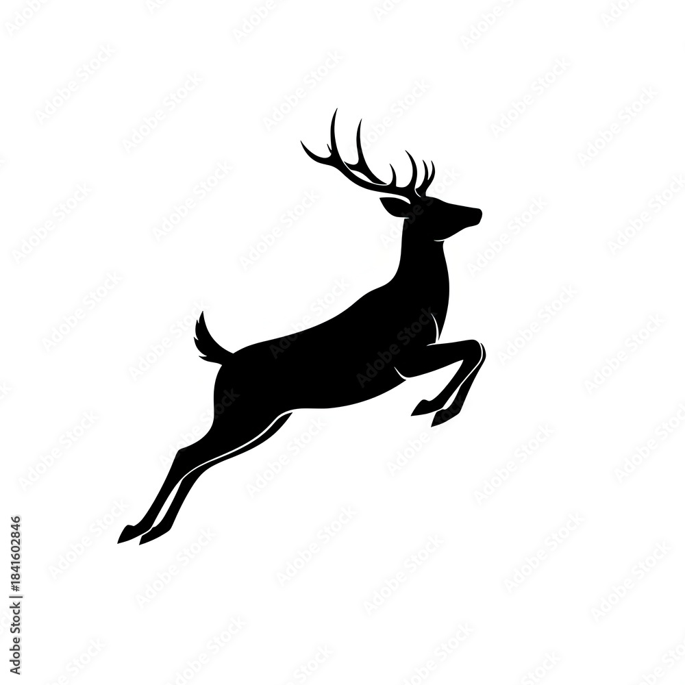 Fototapeta premium Deer jumping silhouette