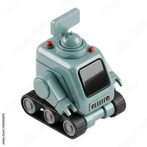 Cute little miniature tracked robot vehicle 3D render