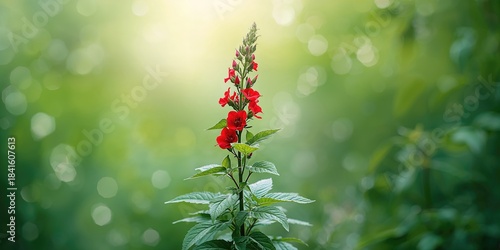 Red rose balsam plant with vibrant flowers, ornamental gardening, World Plant Day