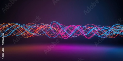 Colorful abstract background with irregular lines, used for visual layout design, long exposure light painting photography