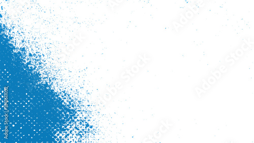 Abstract blue background featuring a clean aqua water splash and textured liquid droplets on a transparent glass surface with artistic rain patterns and bubbles