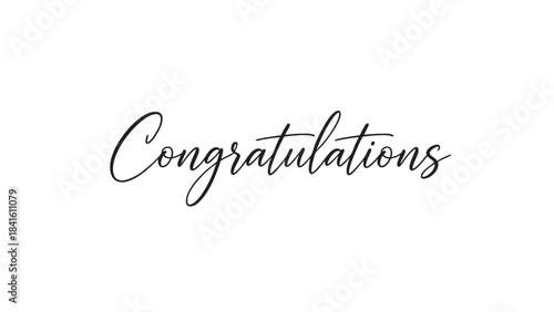 Elegant black script font text spelling congratulations for celebration announcements and achievement milestones