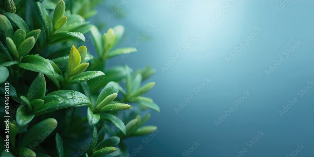 Fototapeta premium Small green leaf plants on a white background, suitable for use as a background for text and layout, Earth Day