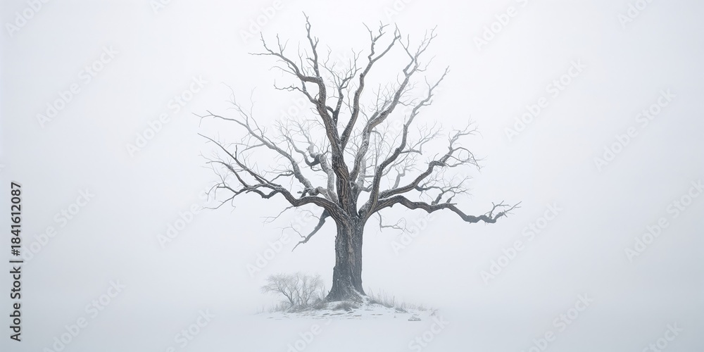 Obraz premium Isolated dry tree on plain background, suitable for environmental awareness or seasonal themes
