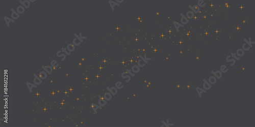 Abstract gold star magic glitter  background. Elegant gold foil overlay for luxury design branding and festive graphics. Shine falling gold dust lights. Christmas glowing bokeh and glitter