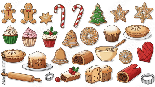 Collection of Festive Christmas Baked Goods and Treats.