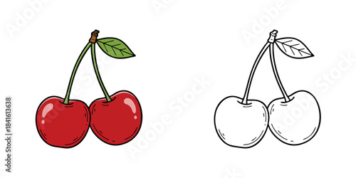 シンプルなサクランボのアイコンイラスト