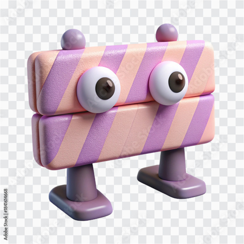 3D Plush Road Barrier Icon | Soft Pastel Barrier, Cute Construction Symbol