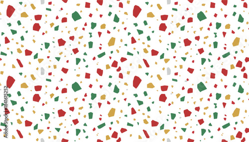 Seamless colorful confetti pattern with bright dots and stars on a festive party background