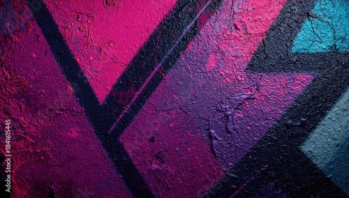 Detailed view of colorful urban wall with pink, purple, and blue hues serving as a contemporary backdrop for design layouts