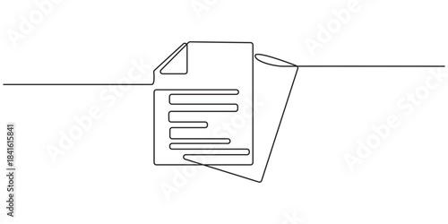 Clipboard with checklist icon continuous one line drawing of outline vector illustration, One continuous line vector drawing of a folder. Outline documents background icon. Saving securities vector .