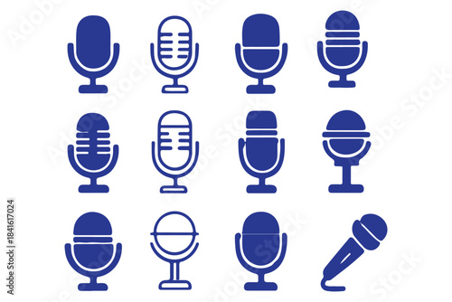 Modern condenser microphone icon with dynamic sound wave visualizer, representing audio production, digital podcasting, live streaming, voice commands, recording studio, broadcasting